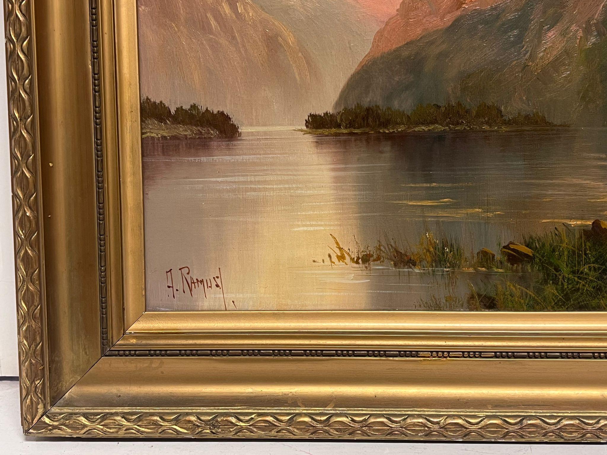 Tramonto nelle Highlands scozzesi
di F. E. F. A. Jamieson (Regno Unito 1895-1950)
dipinto a olio su tela, incorniciato
incorniciato: 27 x 36,5 pollici
tela: 20 x 30 pollici
provenienza: collezione privata, Regno Unito
condizioni: ottime e solide