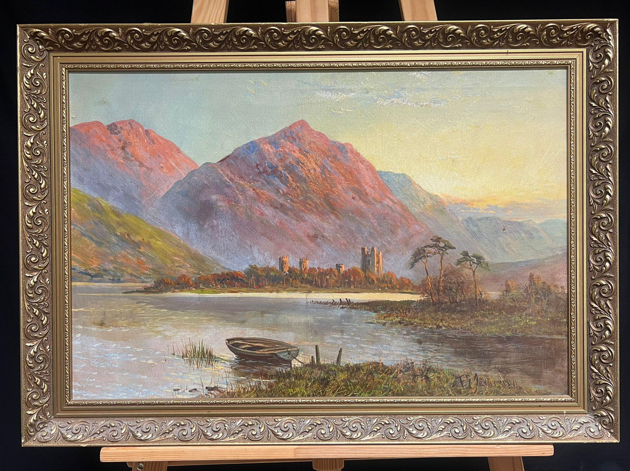 Majestätliche Ansicht des Schlosses von Kilchurn in der Dämmerung mit Blick auf das Wasser von Loch Awe (Viktorianisch), Painting, von F. E. Jamieson