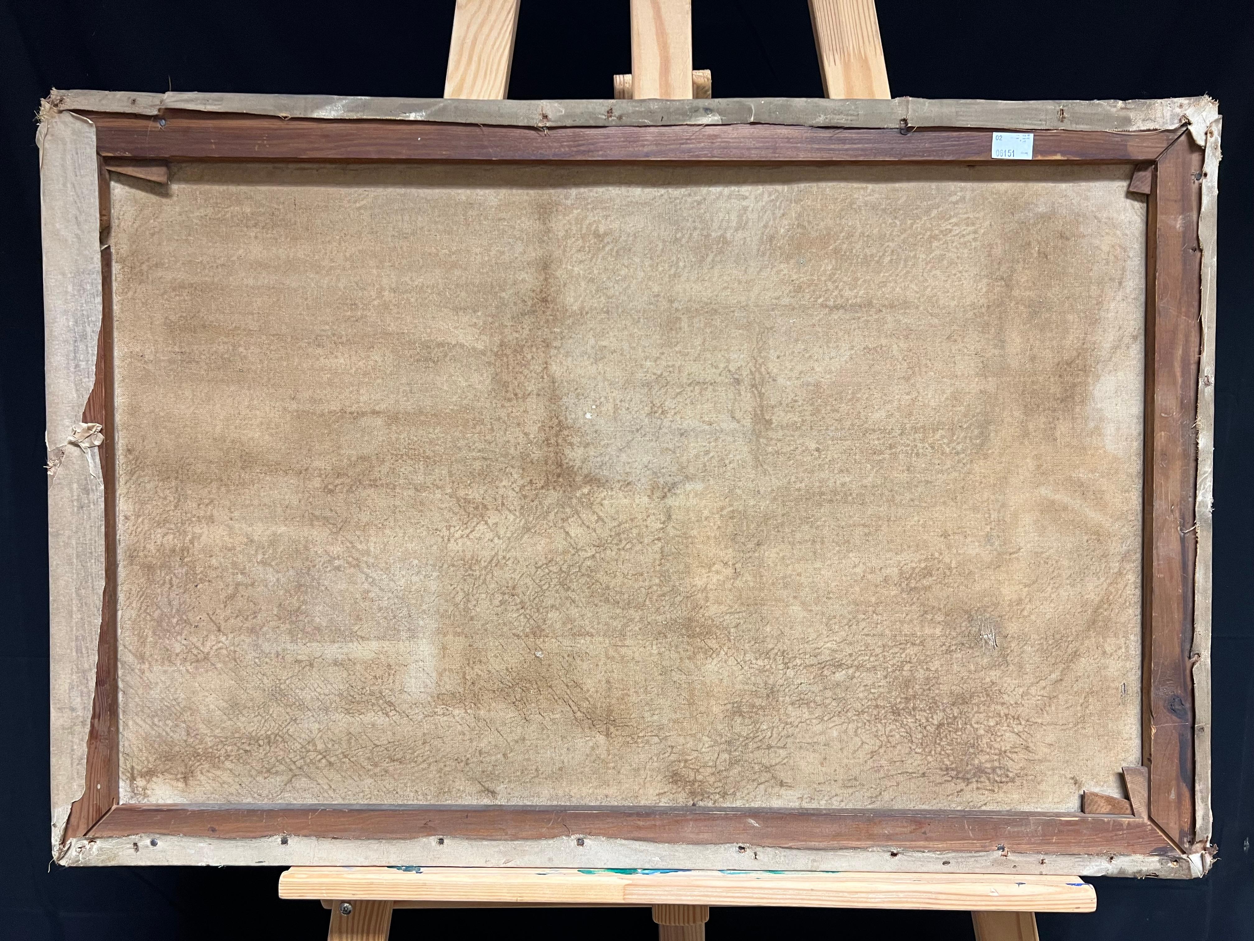 Peinture à l'huile écossaise ancienne représentant le Loch Tranquil et les Highland Peaks en vente 7
