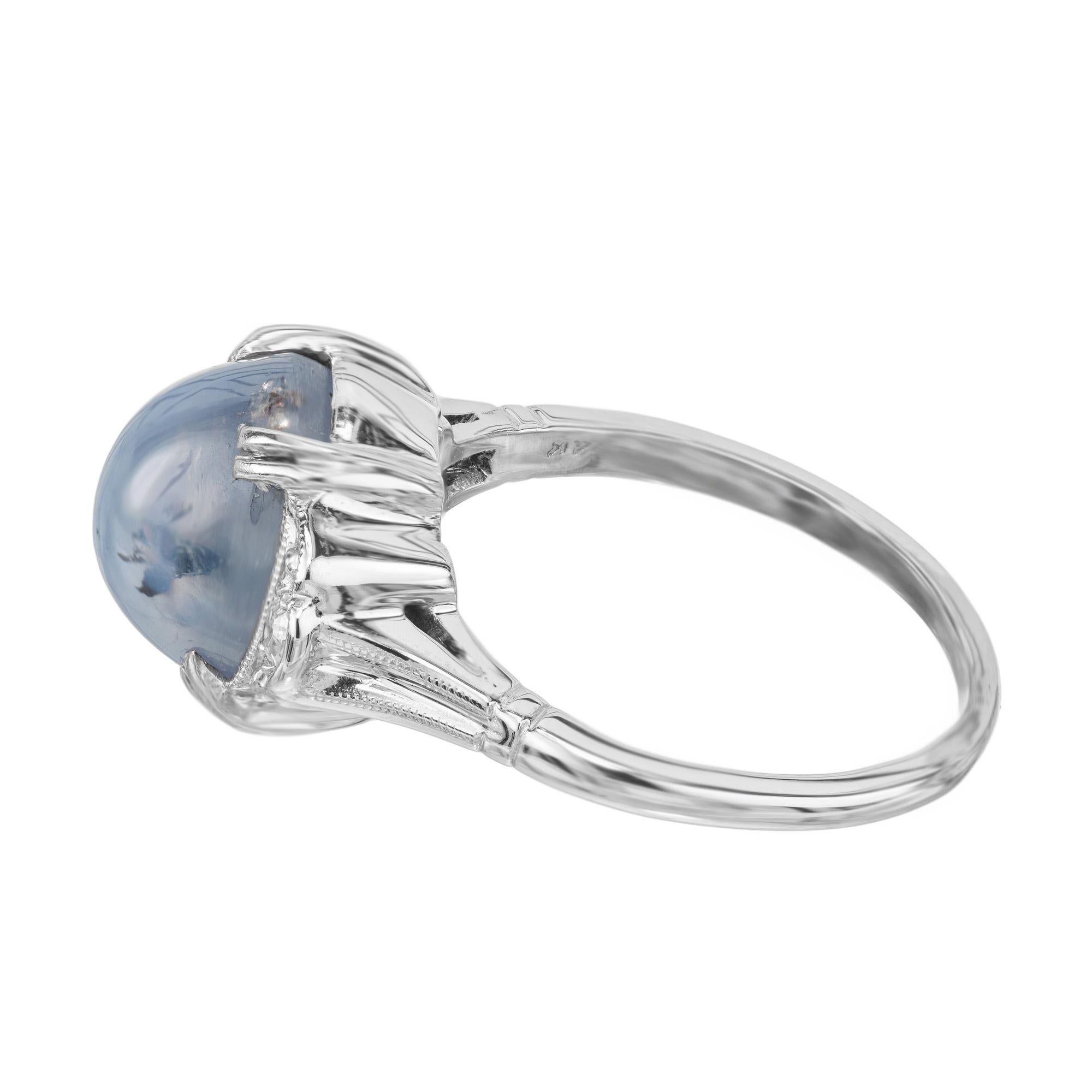 Women's F + F Felger GIA Certified 5.40 Carat Star Sapphire Diamond White Gold Ring For Sale