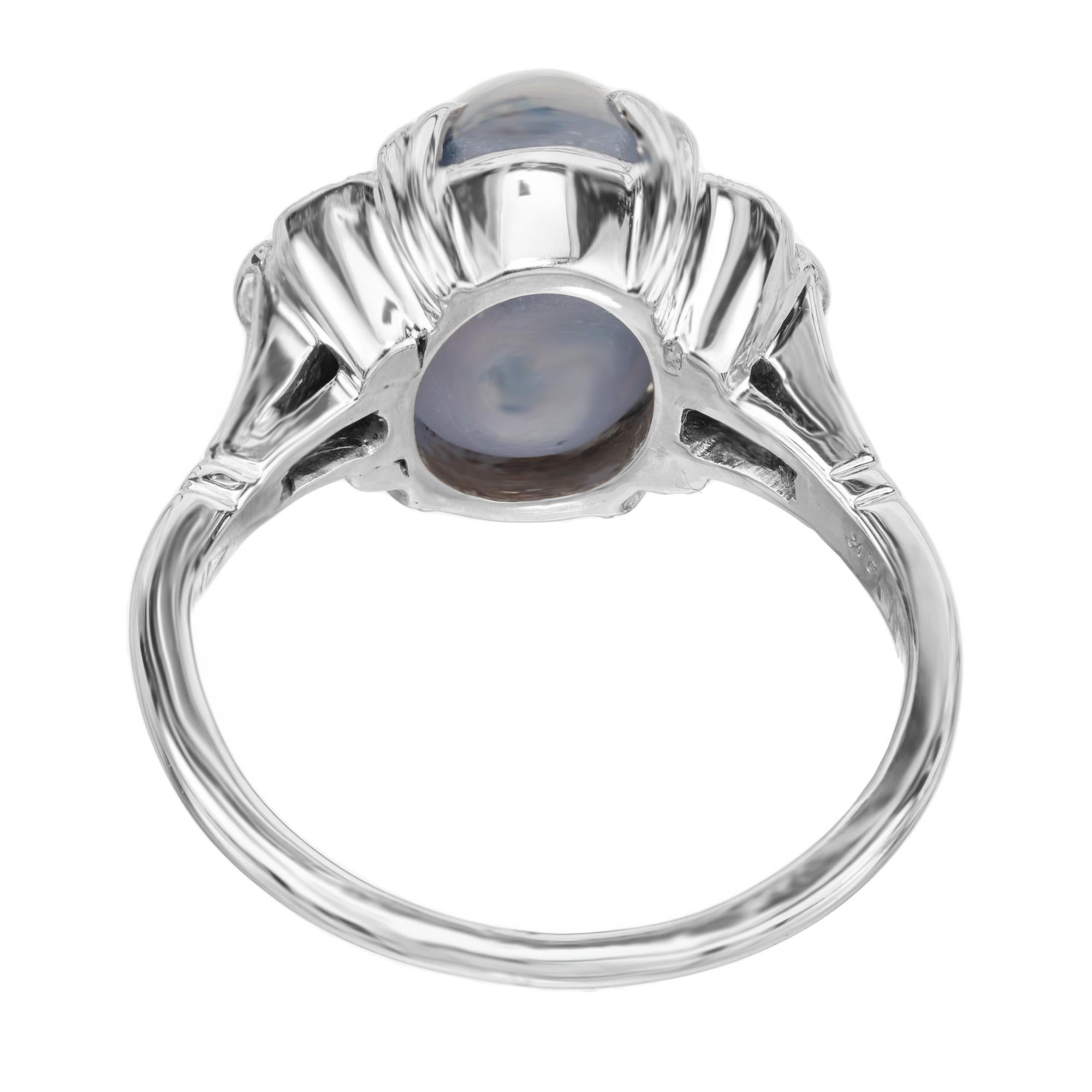 F + F Felger GIA Certified 5.40 Carat Star Sapphire Diamond White Gold Ring For Sale 1