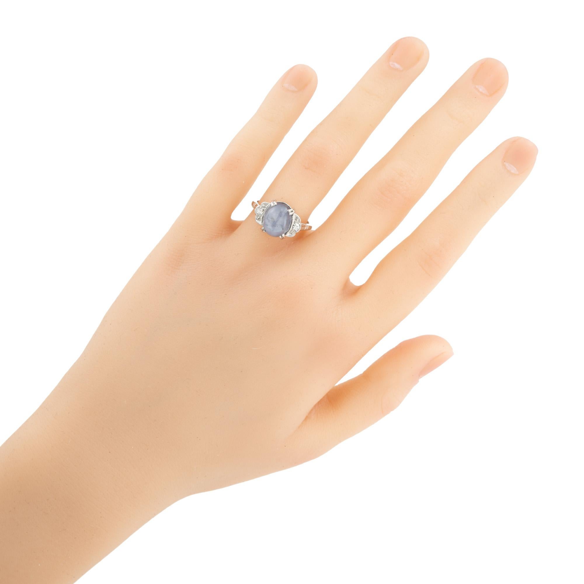 F + F Felger GIA Certified 5.40 Carat Star Sapphire Diamond White Gold Ring For Sale 3