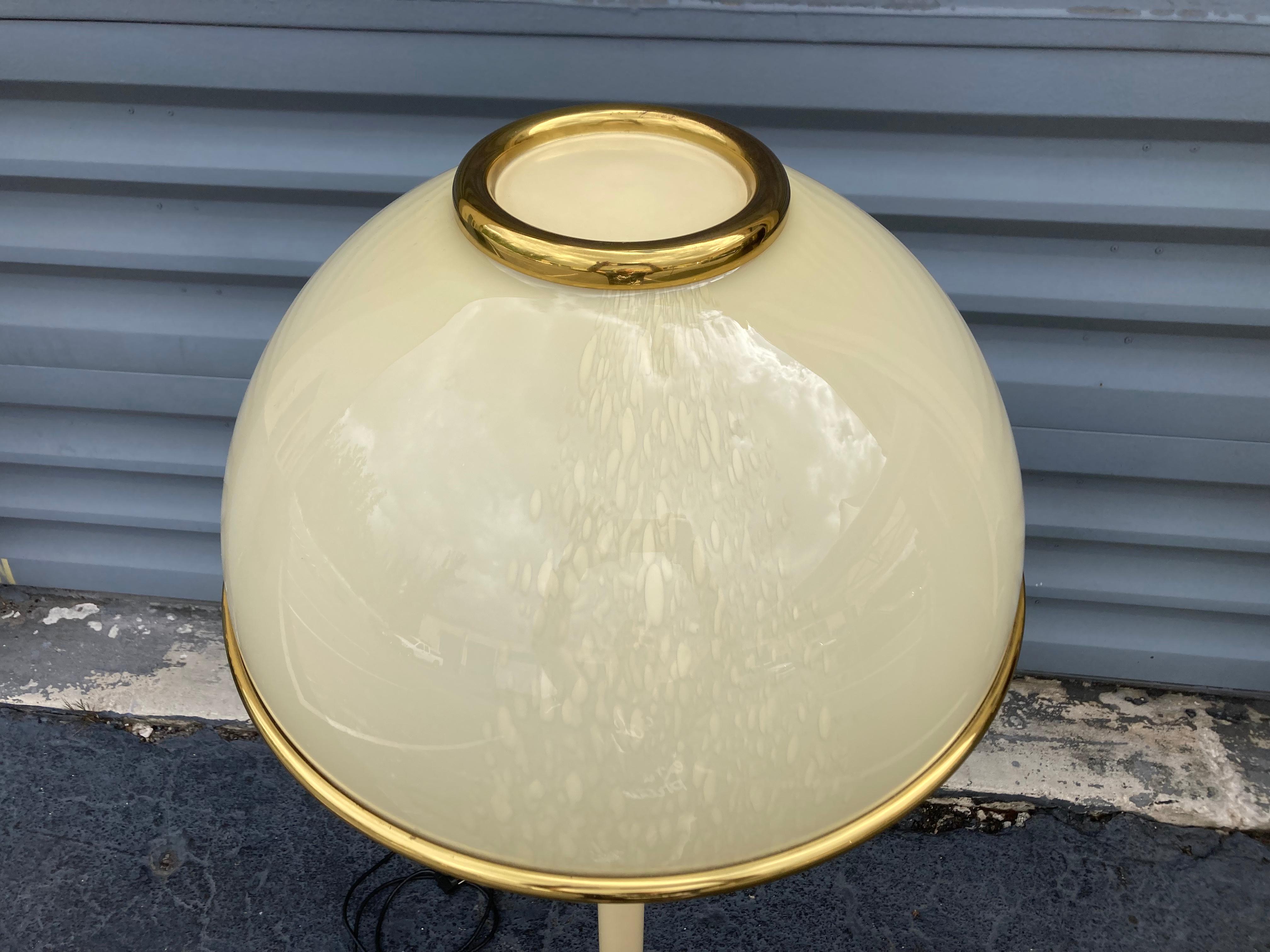 F. Fabbian Floor Lamp, Murano Glass and Brass, Italy 1