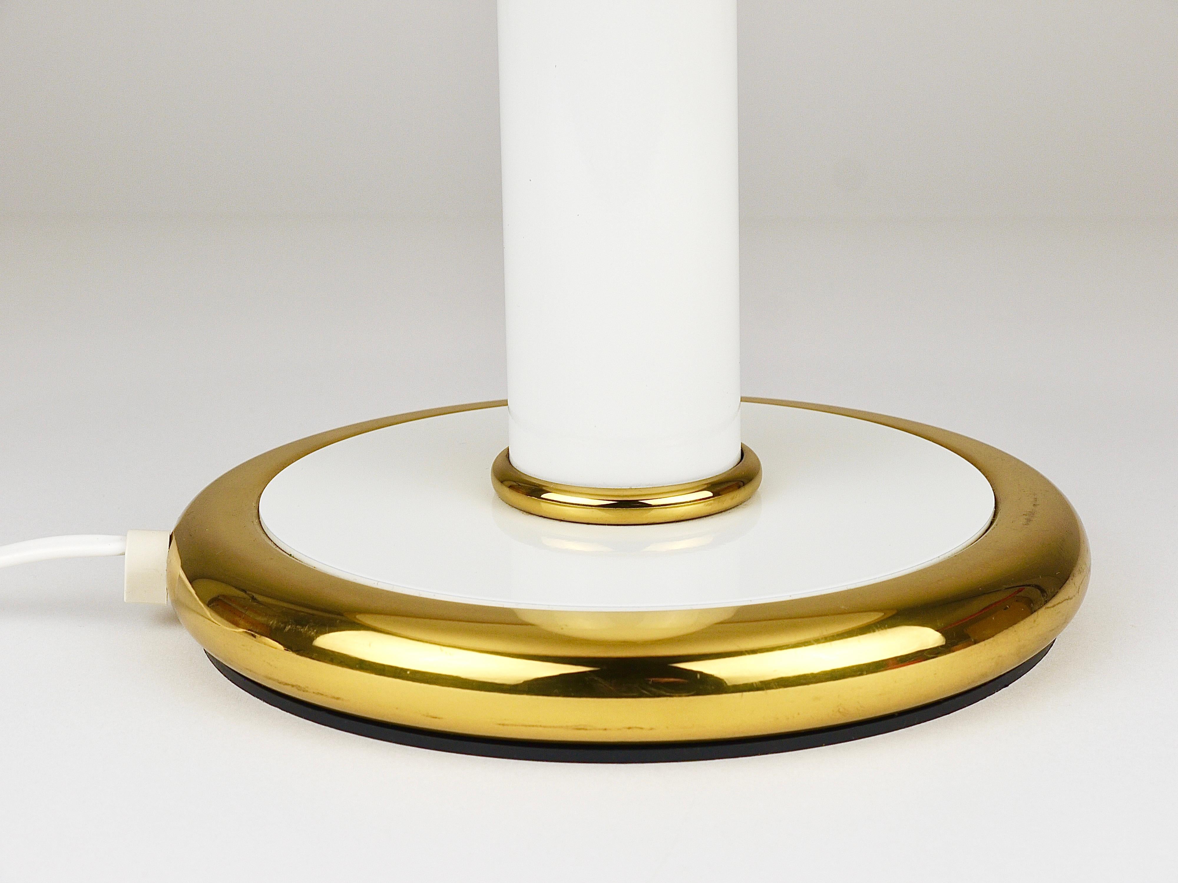 F. Fabbian Lámpara auxiliar de mesa de cristal de Murano dorado y blanco en forma de seta, Italia, años 70 en venta 5