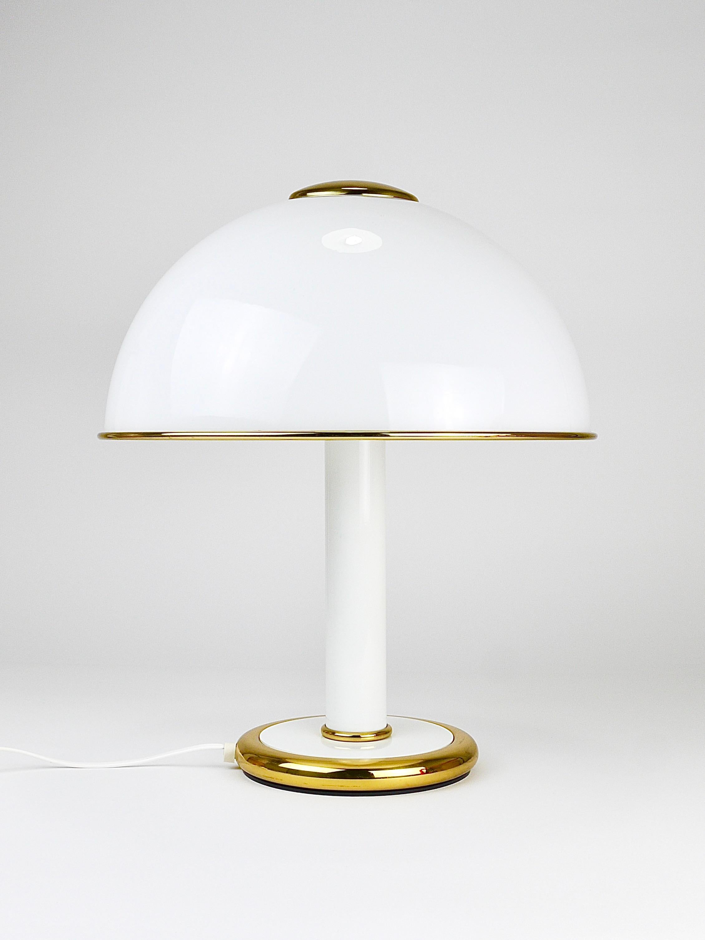 F. Fabbian Lámpara auxiliar de mesa de cristal de Murano dorado y blanco en forma de seta, Italia, años 70 Italiano en venta