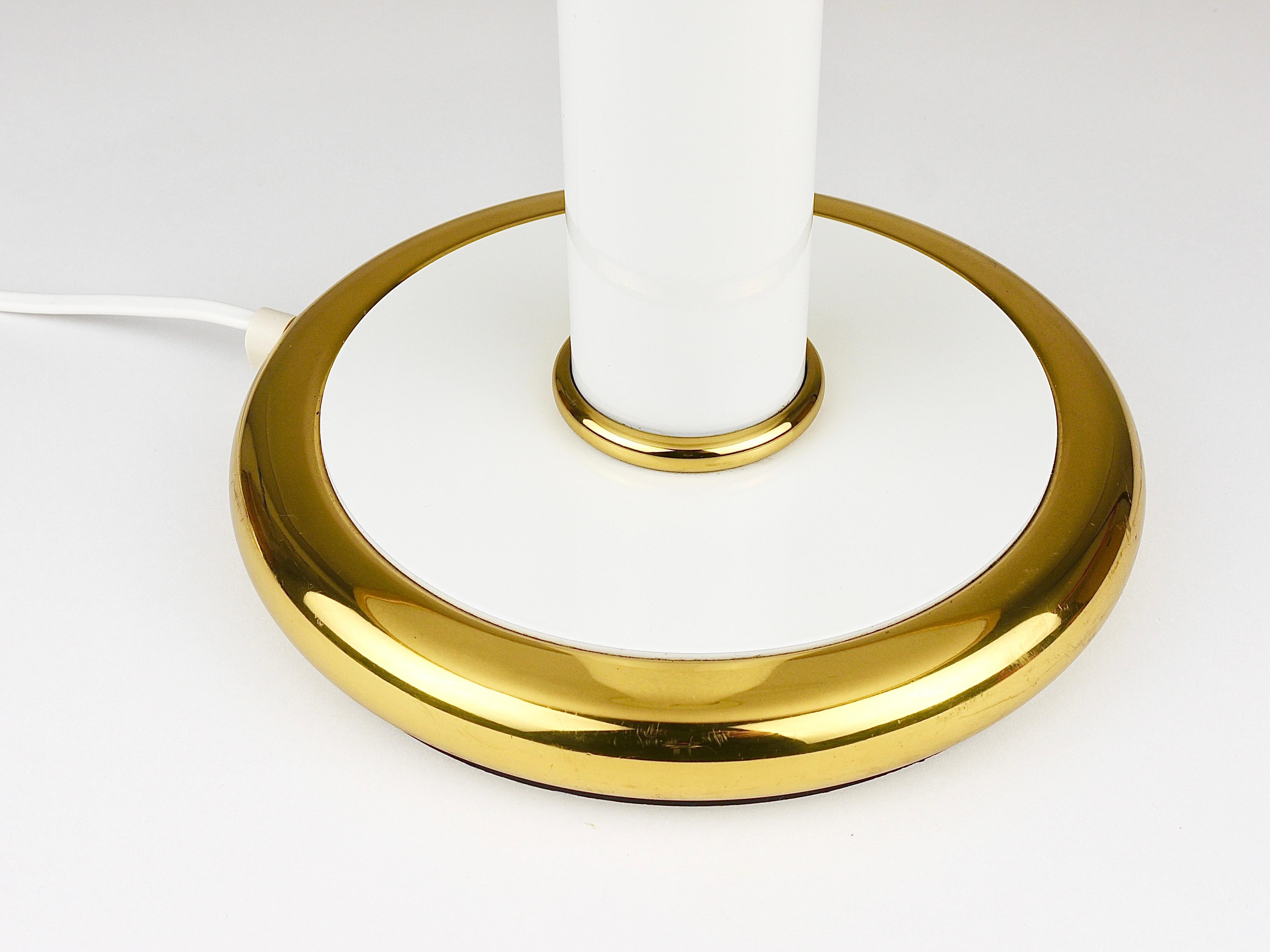 F. Fabbian Lámpara auxiliar de mesa de cristal de Murano dorado y blanco en forma de seta, Italia, años 70 en venta 1