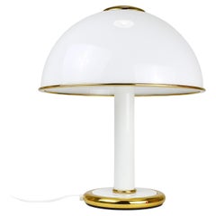 F. Fabbian Gold 
White Murano Glass Mushroom Table Side Lamp, Italy, 1970s