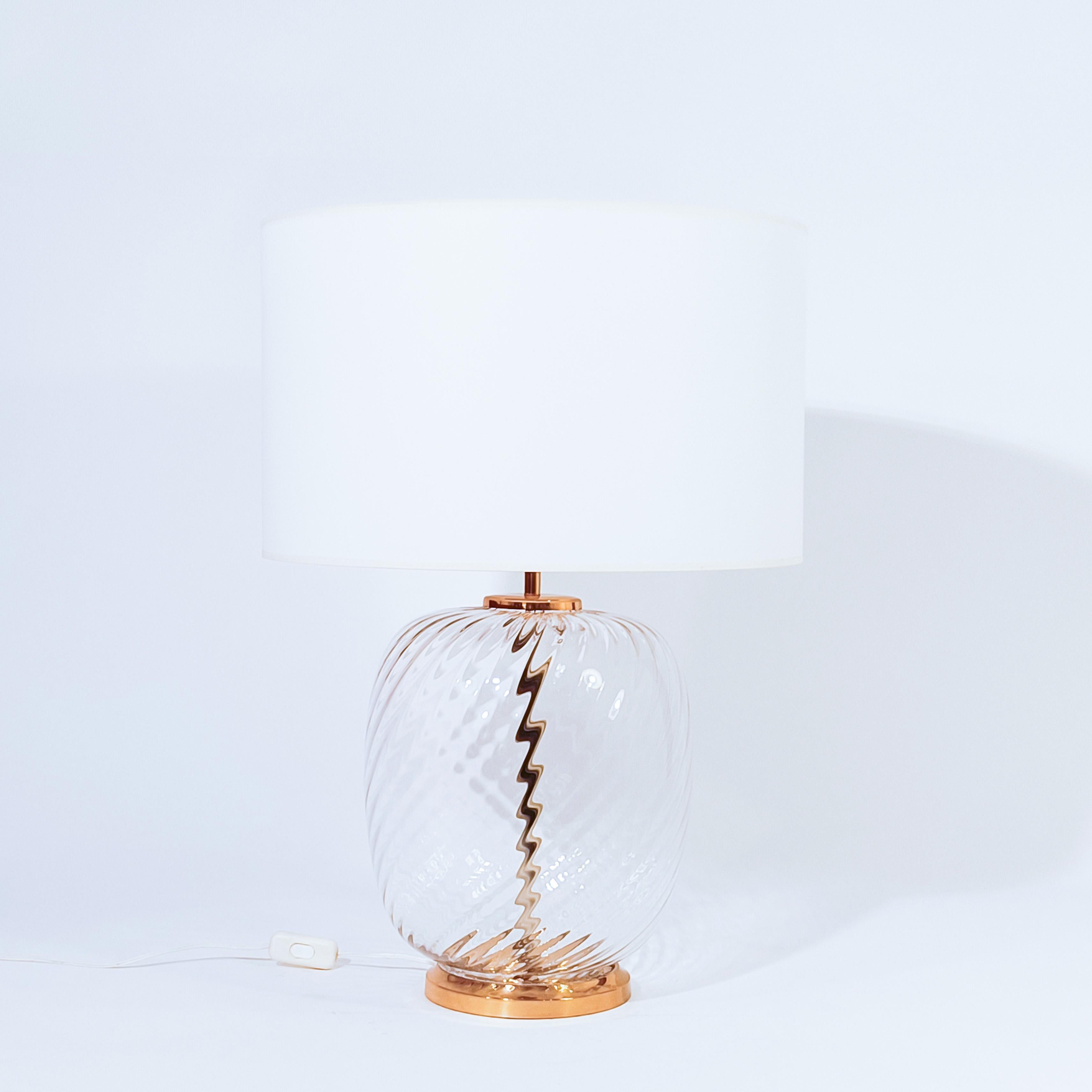 Italian F. Fabbian style. Hollywood Regency Murano glass table lamp, Italy, 1970s For Sale