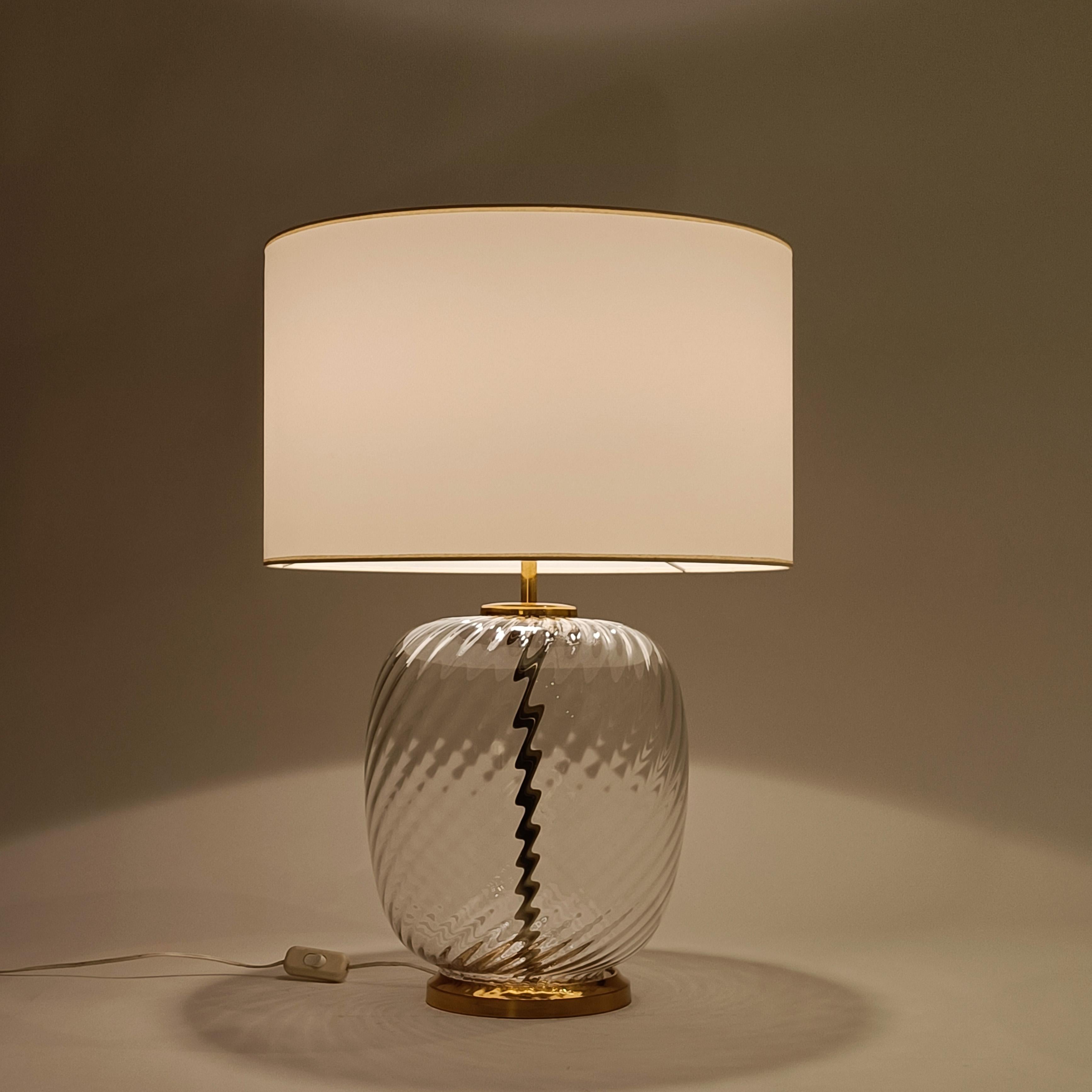 Hand-Crafted F. Fabbian style. Hollywood Regency Murano glass table lamp, Italy, 1970s For Sale
