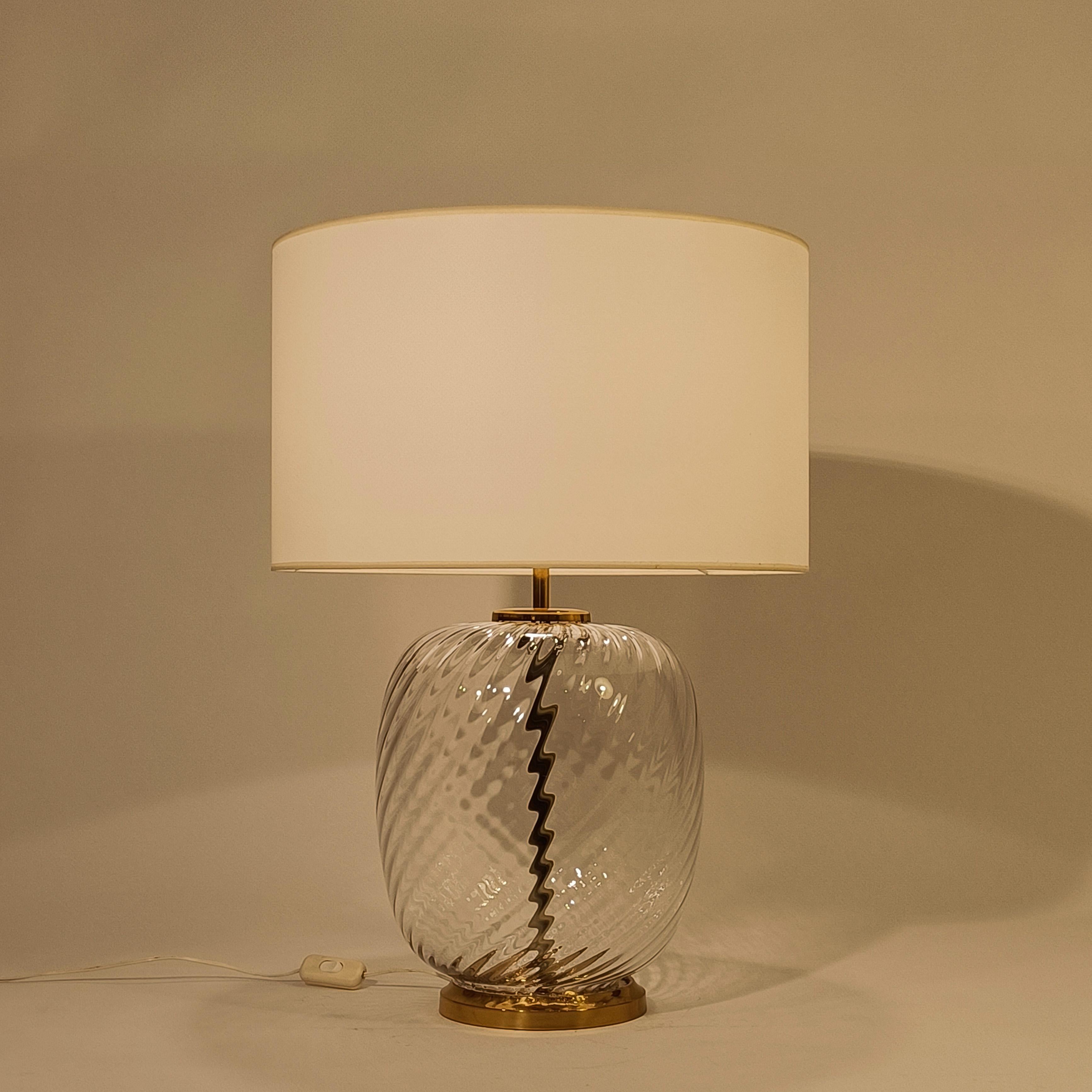 Late 20th Century F. Fabbian style. Hollywood Regency Murano glass table lamp, Italy, 1970s For Sale
