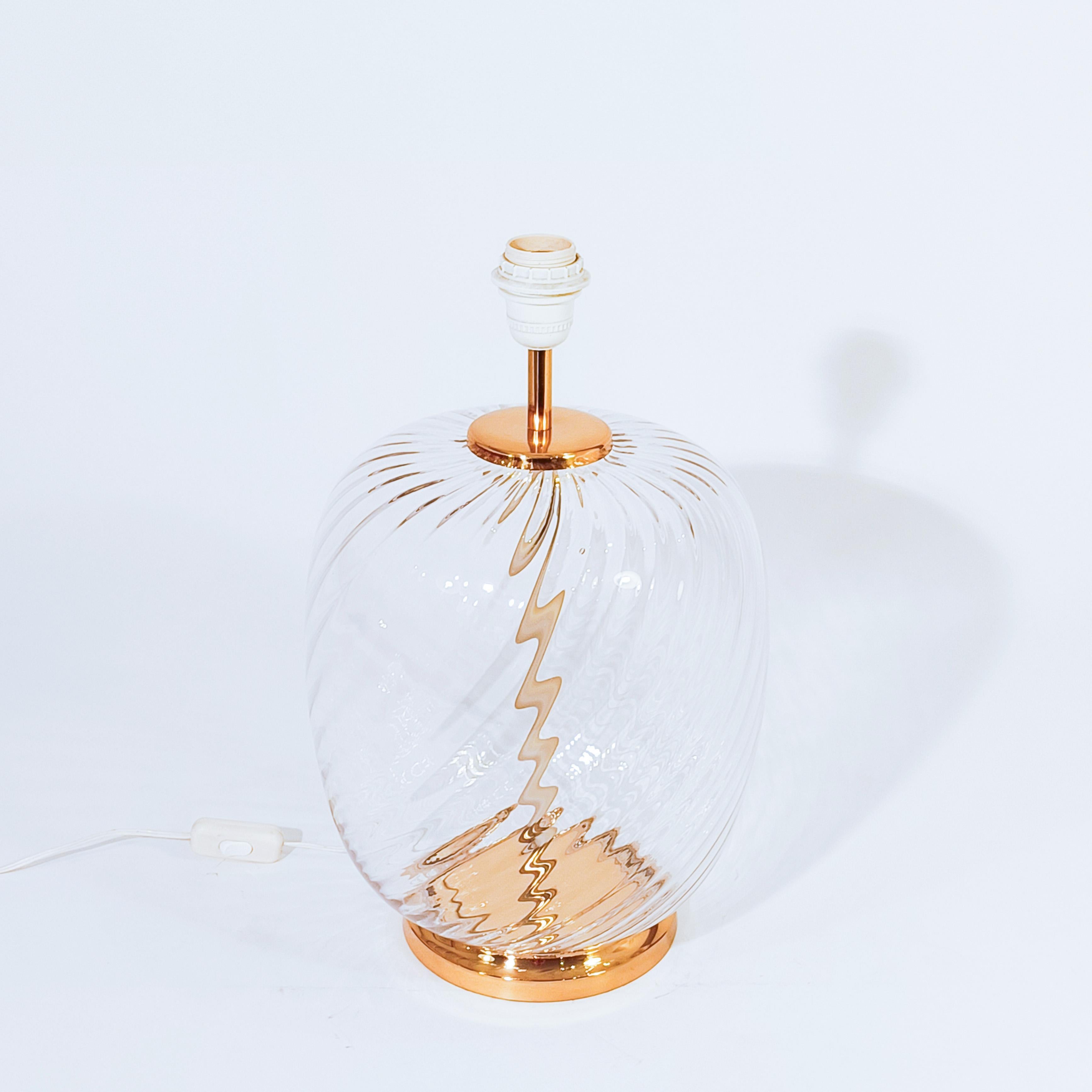 Metal F. Fabbian style. Hollywood Regency Murano glass table lamp, Italy, 1970s For Sale