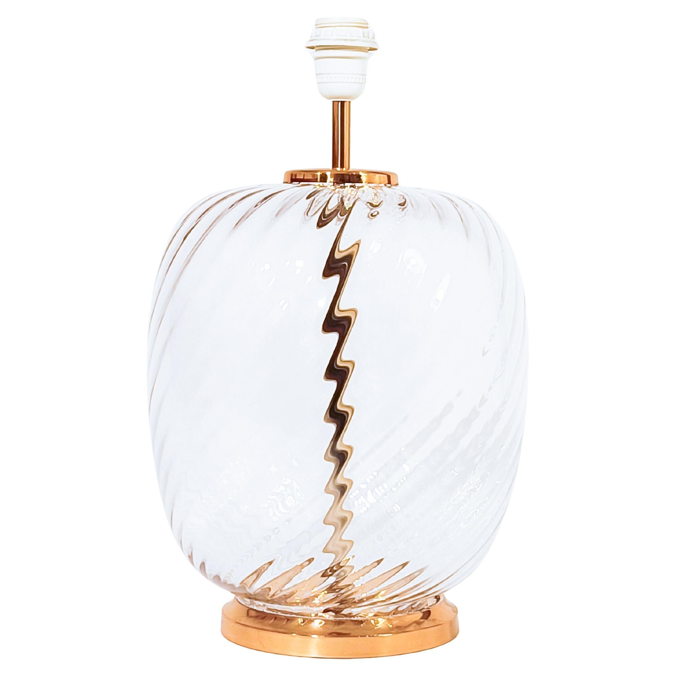 F. Fabbian style. Hollywood Regency Murano glass table lamp, Italy, 1970s For Sale