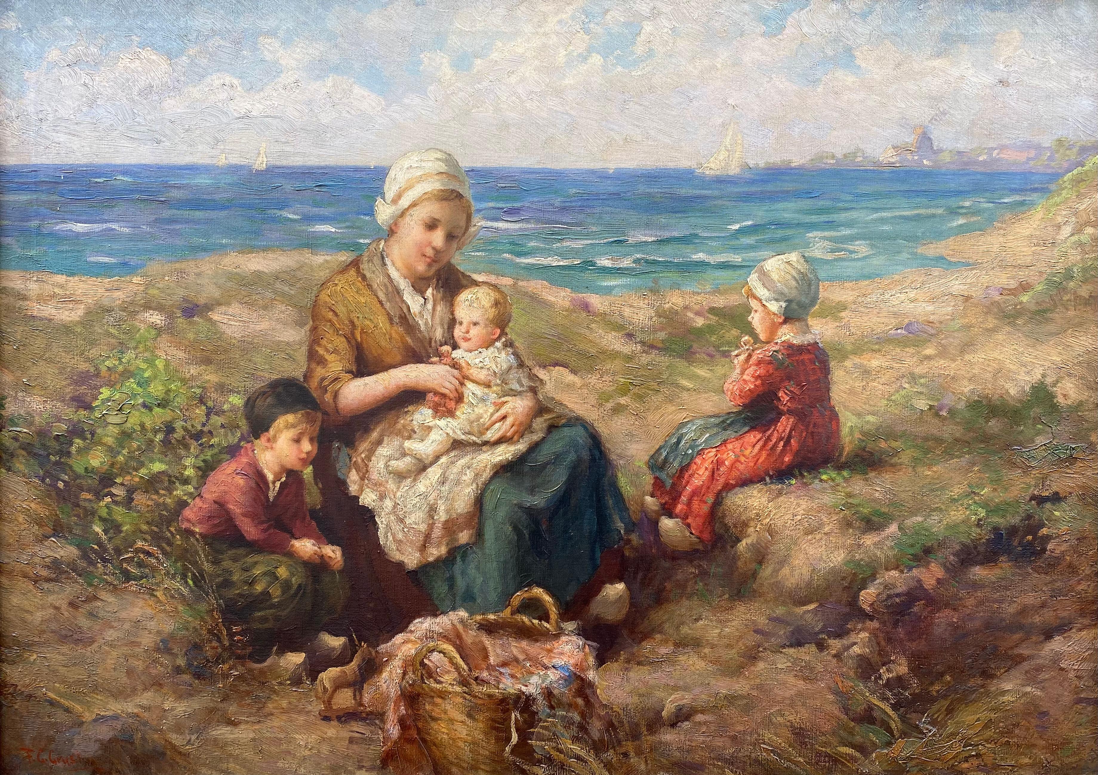 F. G. Grust Figurative Painting - “Seaside Picnic”