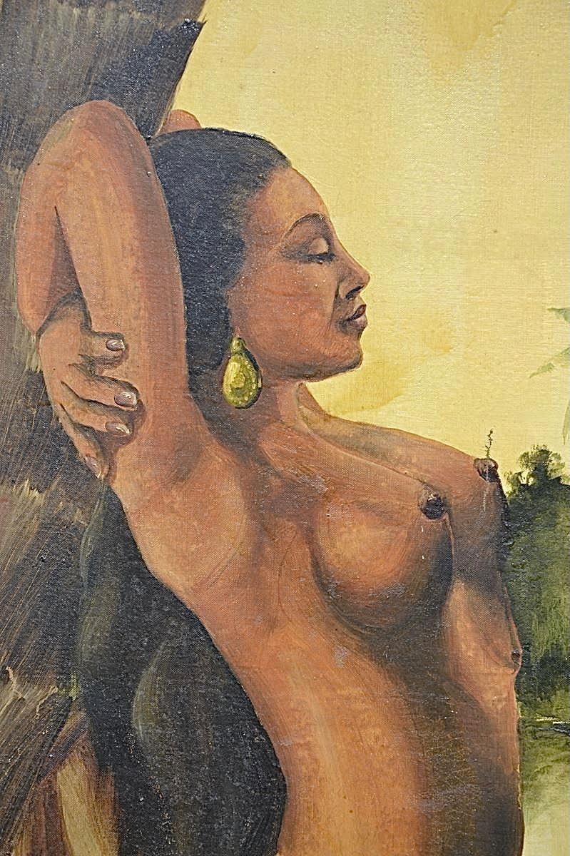 Francese F. Gonnet, Olio su tela di grandi dimensioni, Scena romantica, 20° secolo in vendita