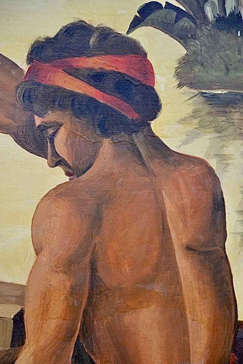 XX secolo F. Gonnet, Olio su tela di grandi dimensioni, Scena romantica, 20° secolo in vendita