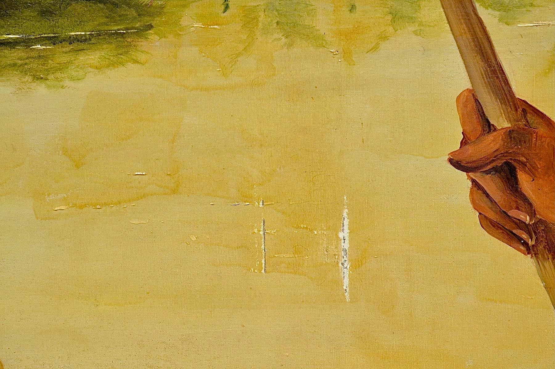 F. Gonnet, Olio su tela di grandi dimensioni, Scena romantica, 20° secolo in vendita 1