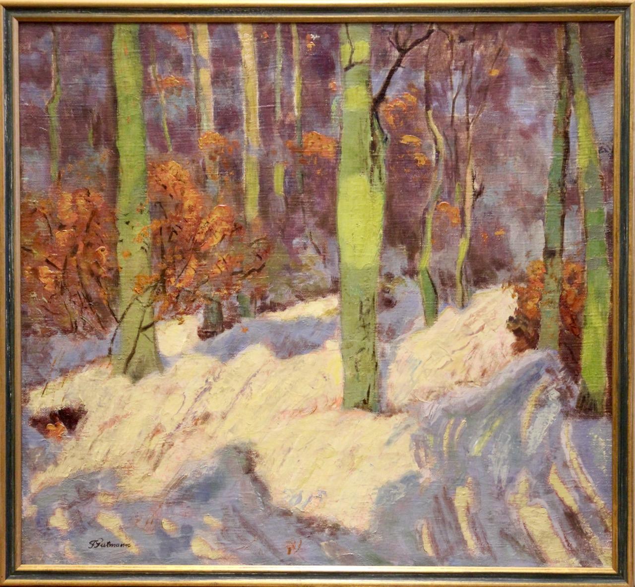 F. Gutmann, 19th Century, Oil Painting, Snow in the Forest. For Sale 1