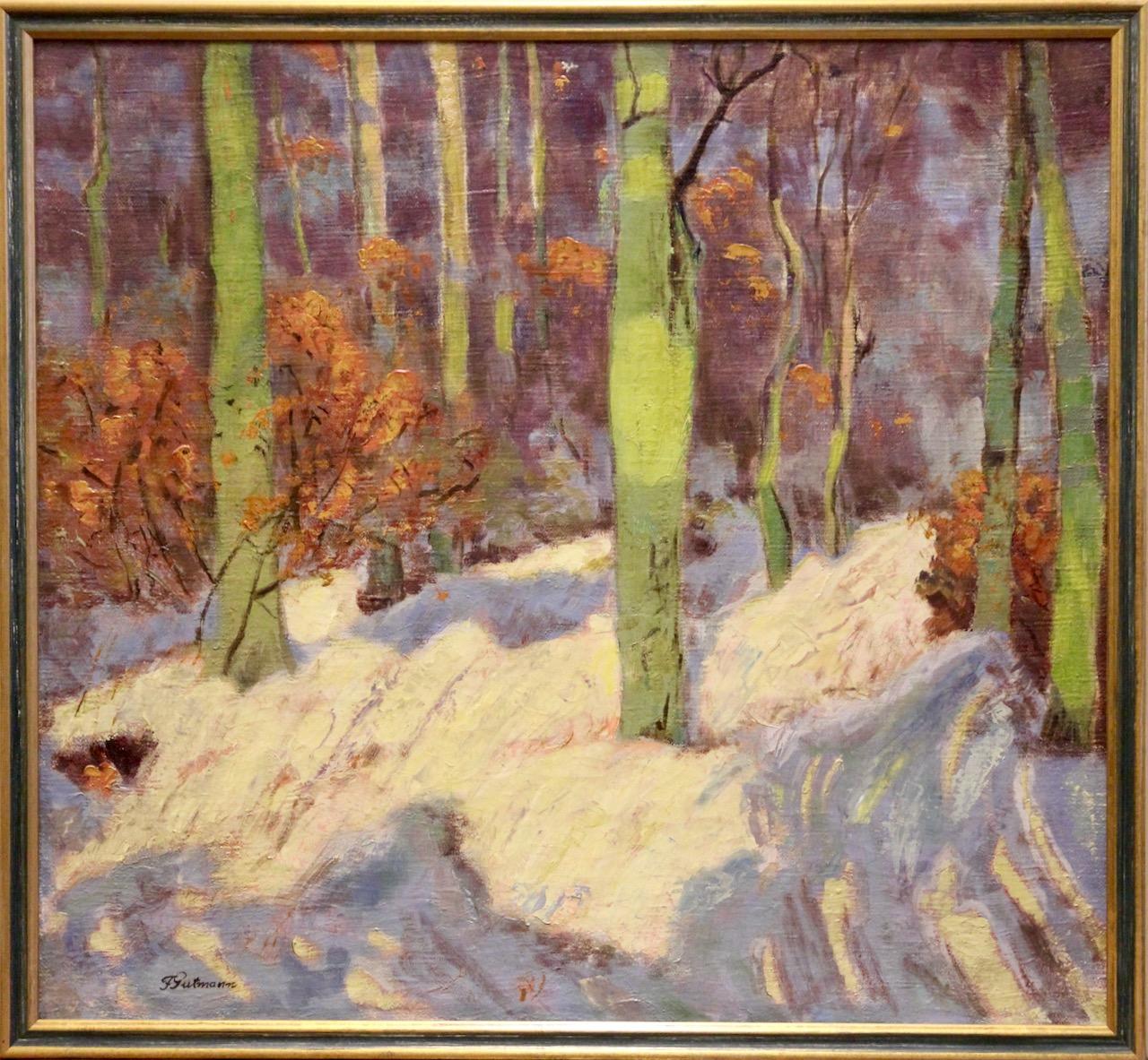 F. Gutmann, 19ème siècle, peinture à l'huile, Neige dans la forêt. en vente 1