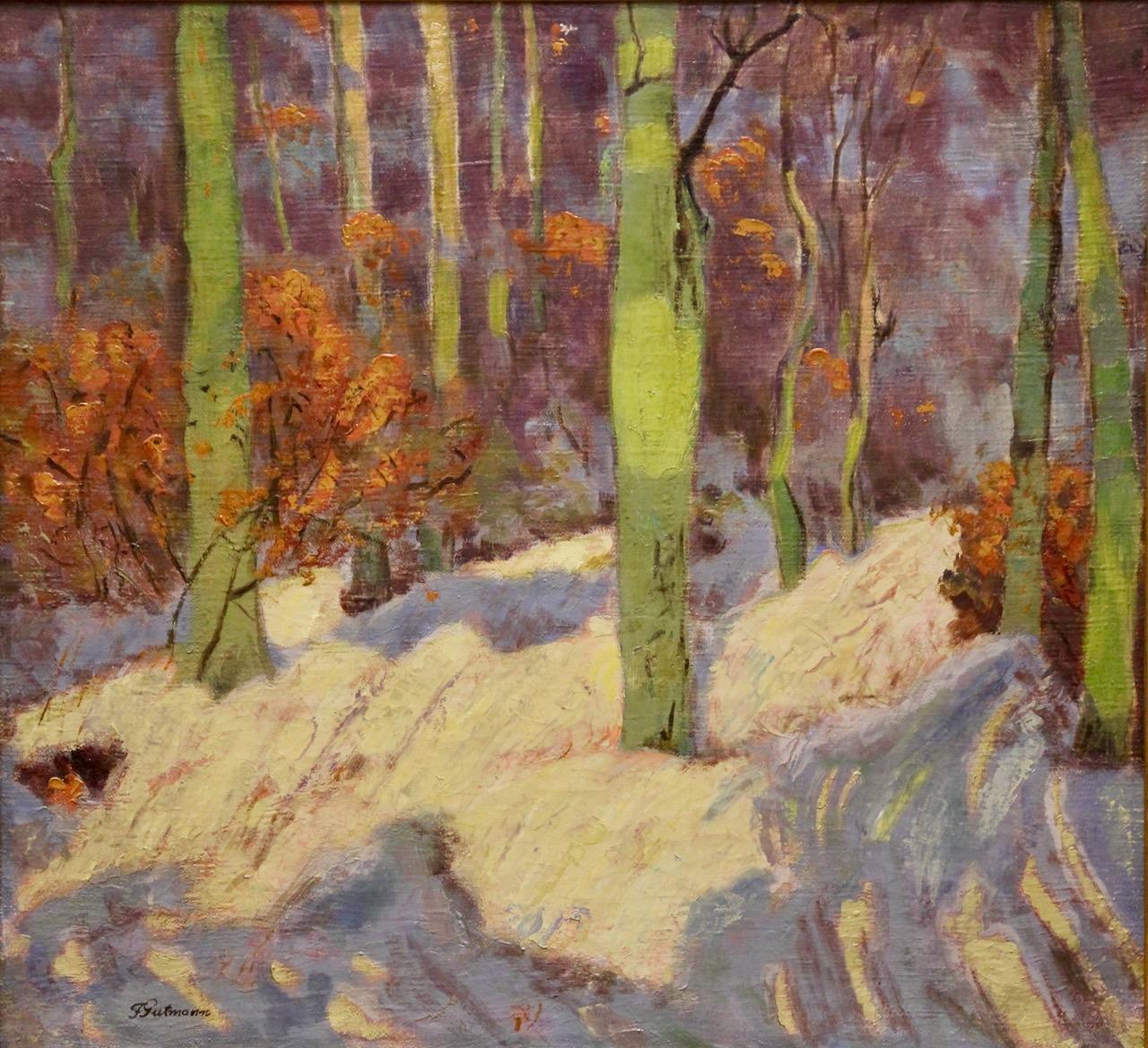 F. Gutmann, 19ème siècle, peinture à l'huile, Neige dans la forêt. en vente 2