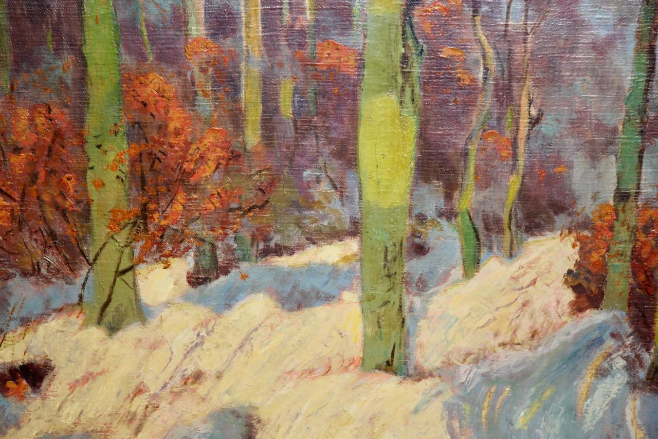 F. Gutmann, 19ème siècle, peinture à l'huile, Neige dans la forêt. en vente 3