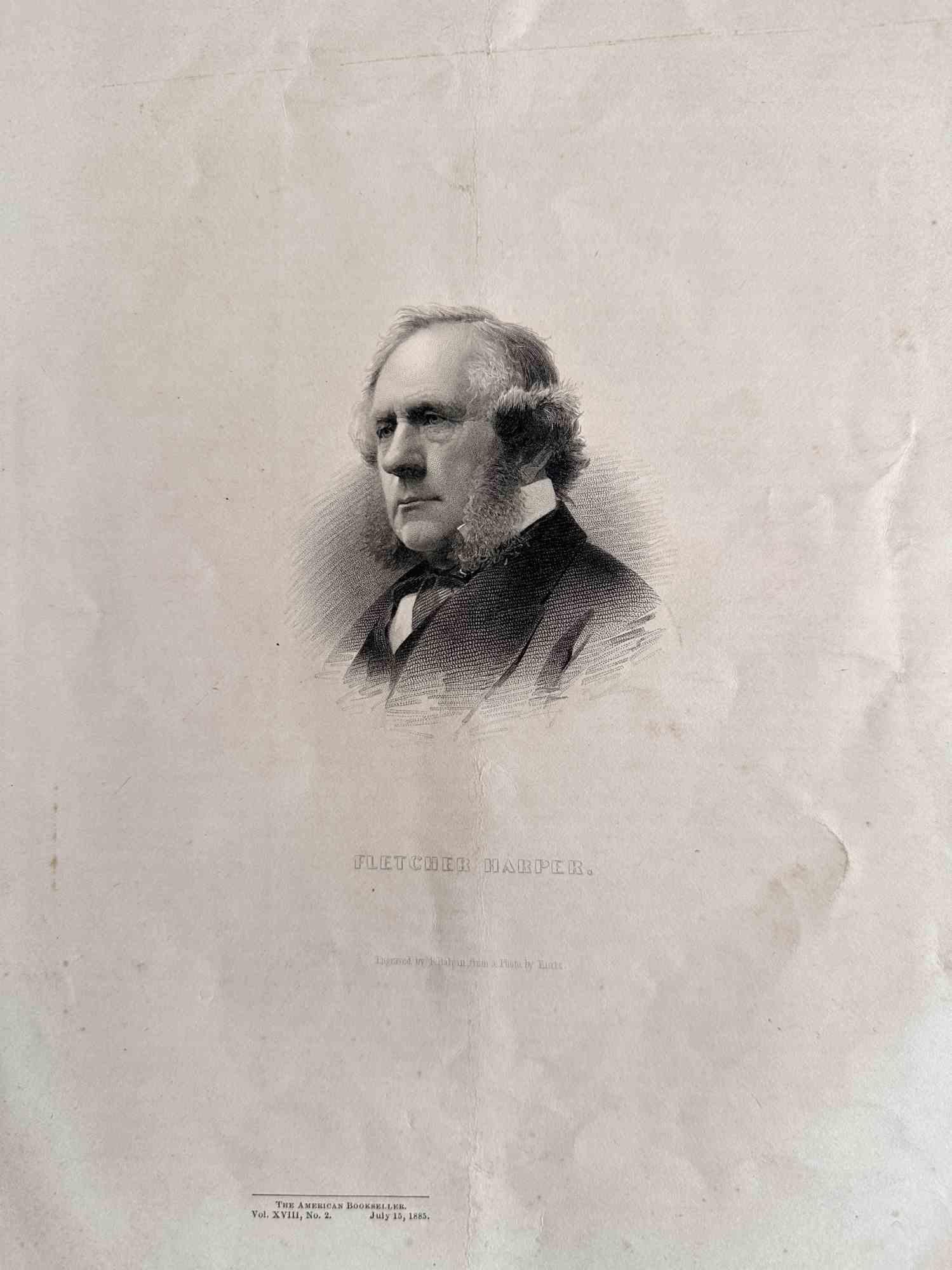 Portrait of Fletcher Harper is a lithograph print on paper realized by F. Halpin in 1885.

Signed and Titled on the plate

Good conditions with slight foxing and folding.


