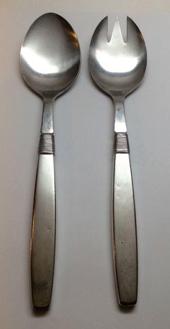 F. Hingelberg Denmark Silver Thread Sterling Silver Salad Serving Set