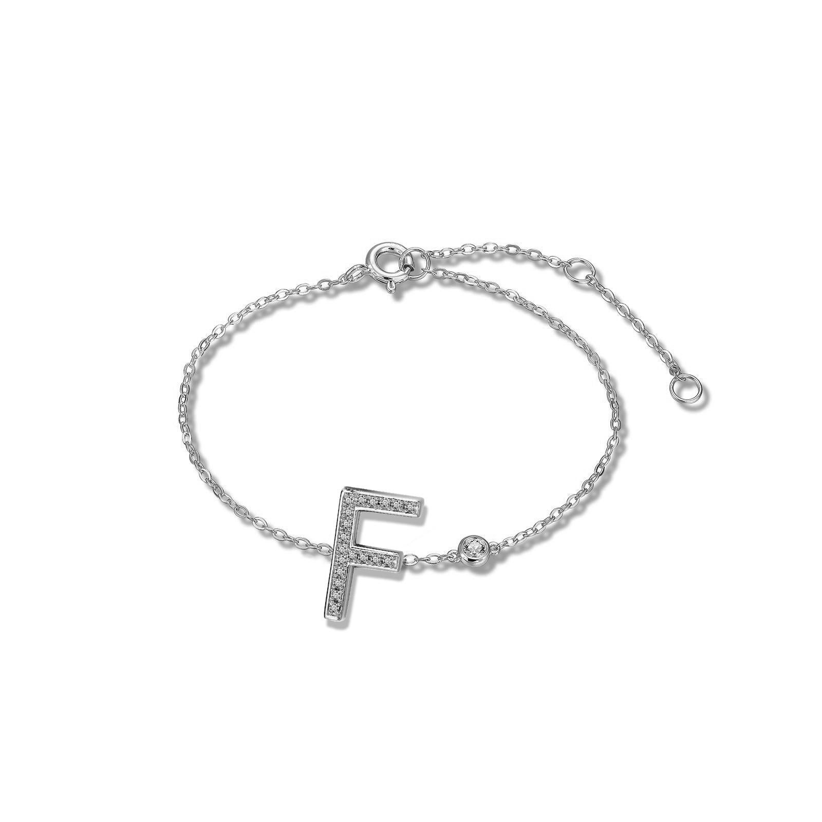 Modern F-Initial Bezel Chain Anklet For Sale