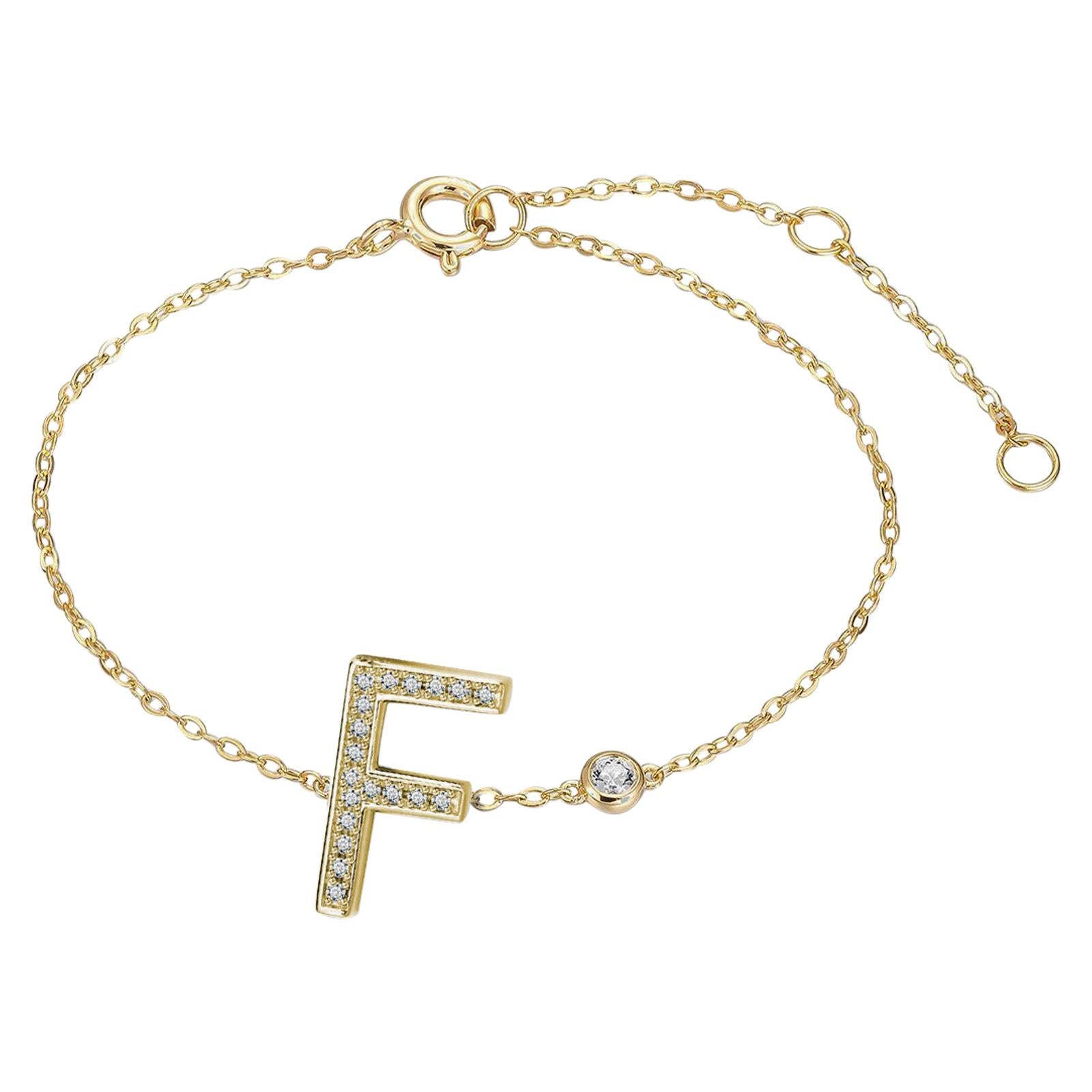 F-Initial Bezel Chain Anklet For Sale