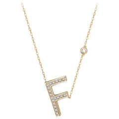 F Initial Bezel Chain Necklace