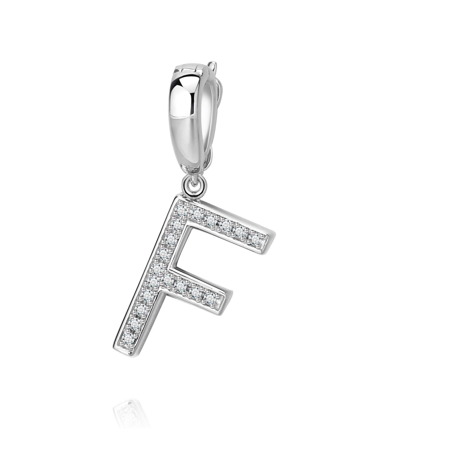 f initial silver pendant
