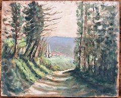 French Impressionist Landscape of Rural Path in Vimoutiers Normandy