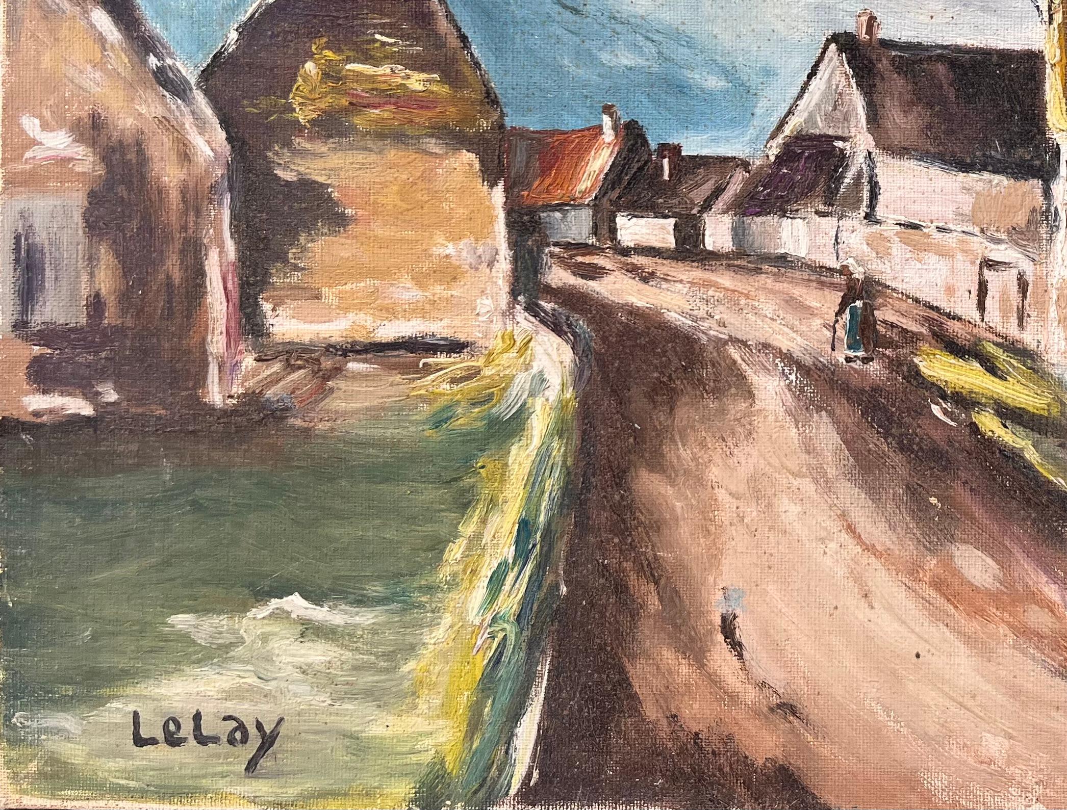 Titre : Rue d'un village français avec des maisons en pierre et une porte cintrée
Par F Le Lay
Signé : Oui
Taille : 13 x 16 pouces (hauteur x largeur)
Peinture à l'huile sur carton, non encadrée
Condit : La peinture est en bon état, avec une texture