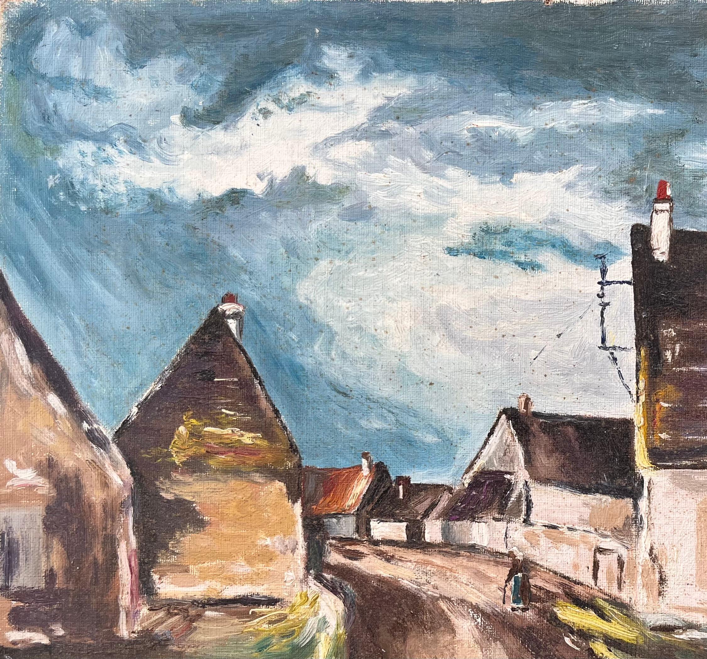 Street française avec maisons en pierre et porte arquée en vente 1