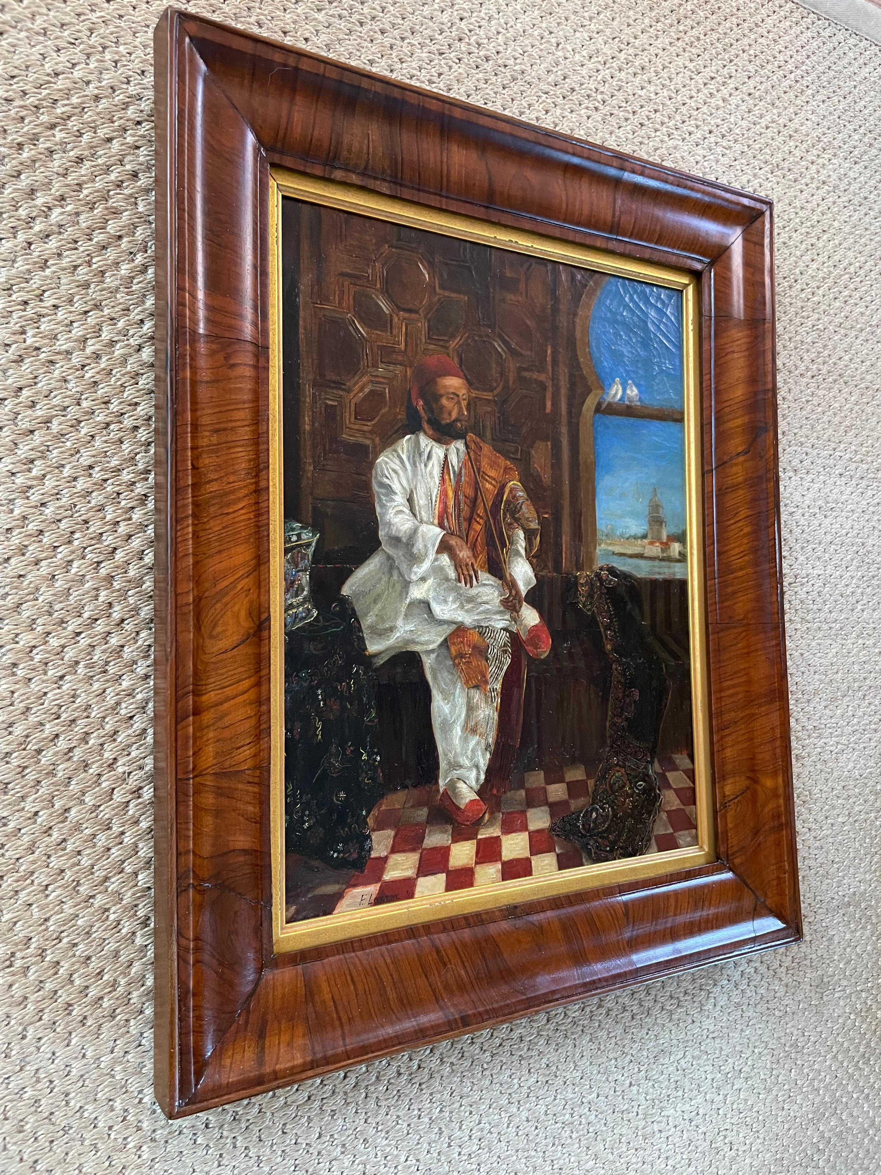 Hand-Painted F. Leeman, Opium Smoker, 1860 For Sale