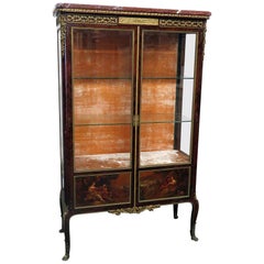 Francois Linke Rouge Marble Top Vernis Martin Vitrine China Cabinet 