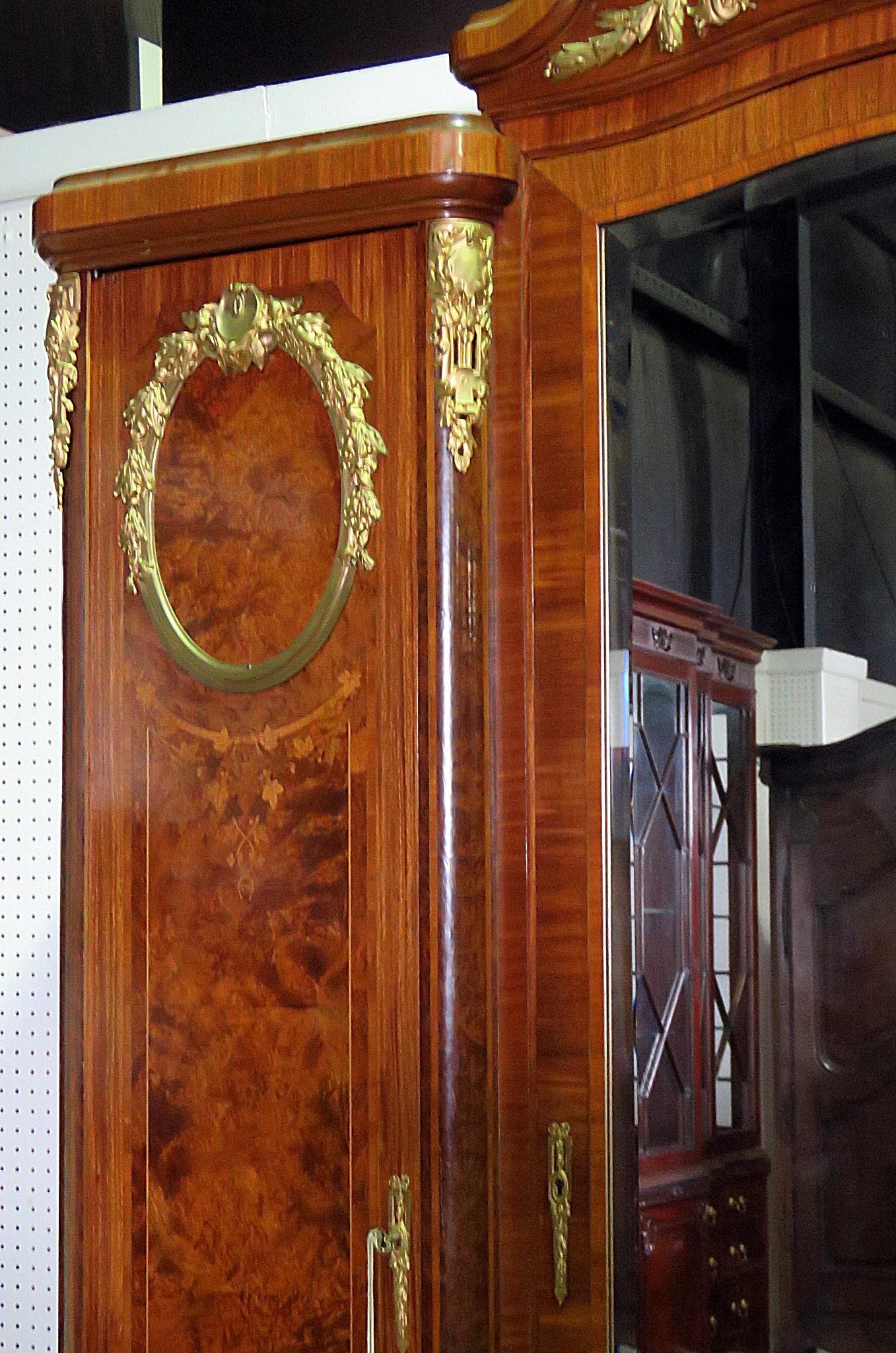 French Louis XV Bronze Mounted Burled Walnut Francois Linke Style Armoire