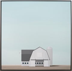 Ranch - calm, cool, minimalist, realist, barn scene, acrylic on canvas