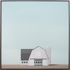 Ranch - calm, cool, minimalist, realist, barn scene, acrylic on canvas