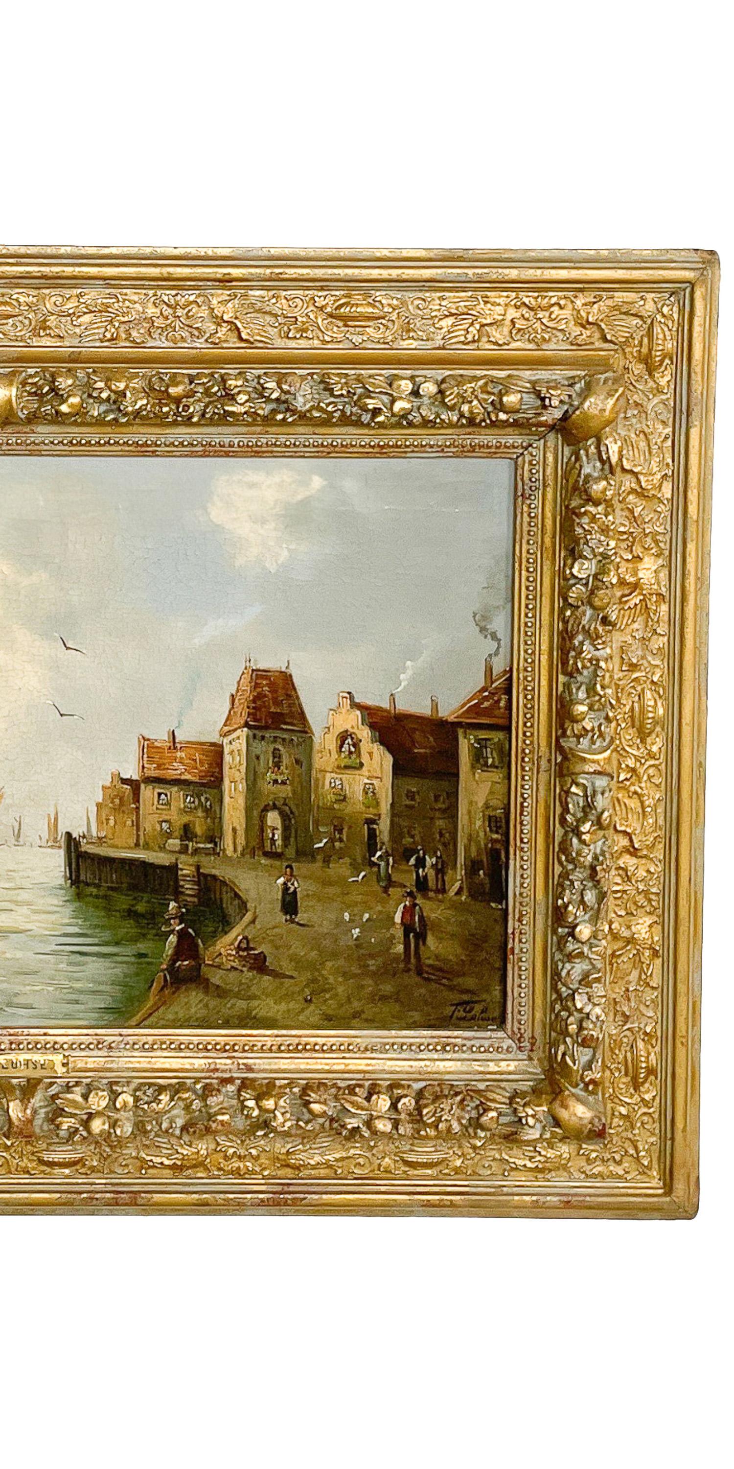 Pair Antique 19th Century Oil Canvas Paintings Marine Nautical Ships Seascapes 5