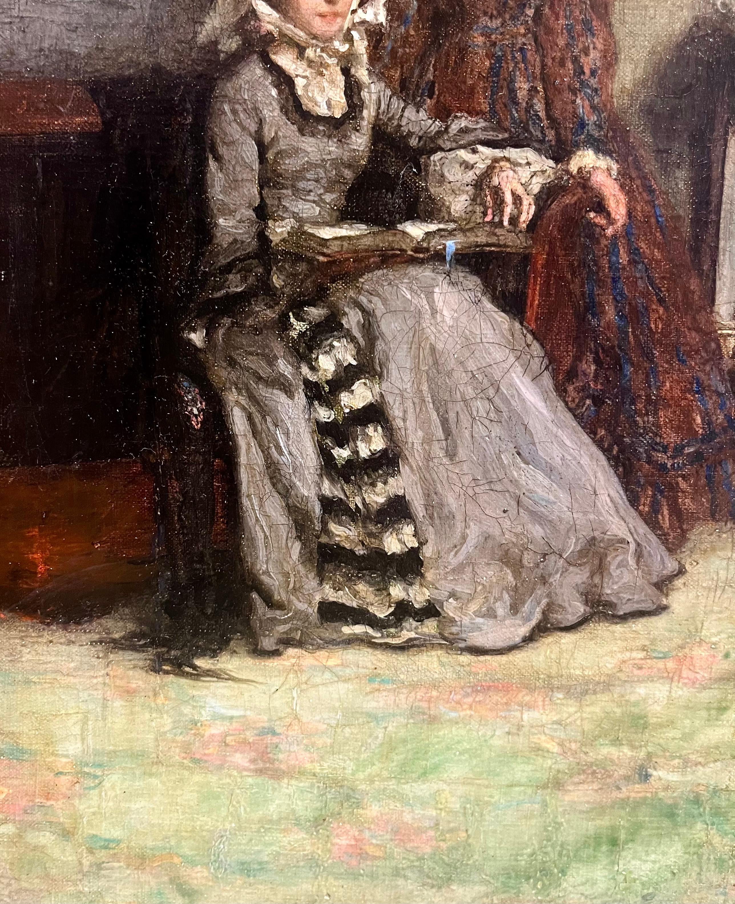 Retrato de jóvenes damas coloniales leyendo en venta 1