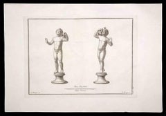 Antiguas estatuas romanas - Grabado original de F. Morghen - Siglo XVIII