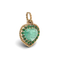 F. Colgante de turmalina verde y esmeralda de oro de 18 quilates Moroni, años 70