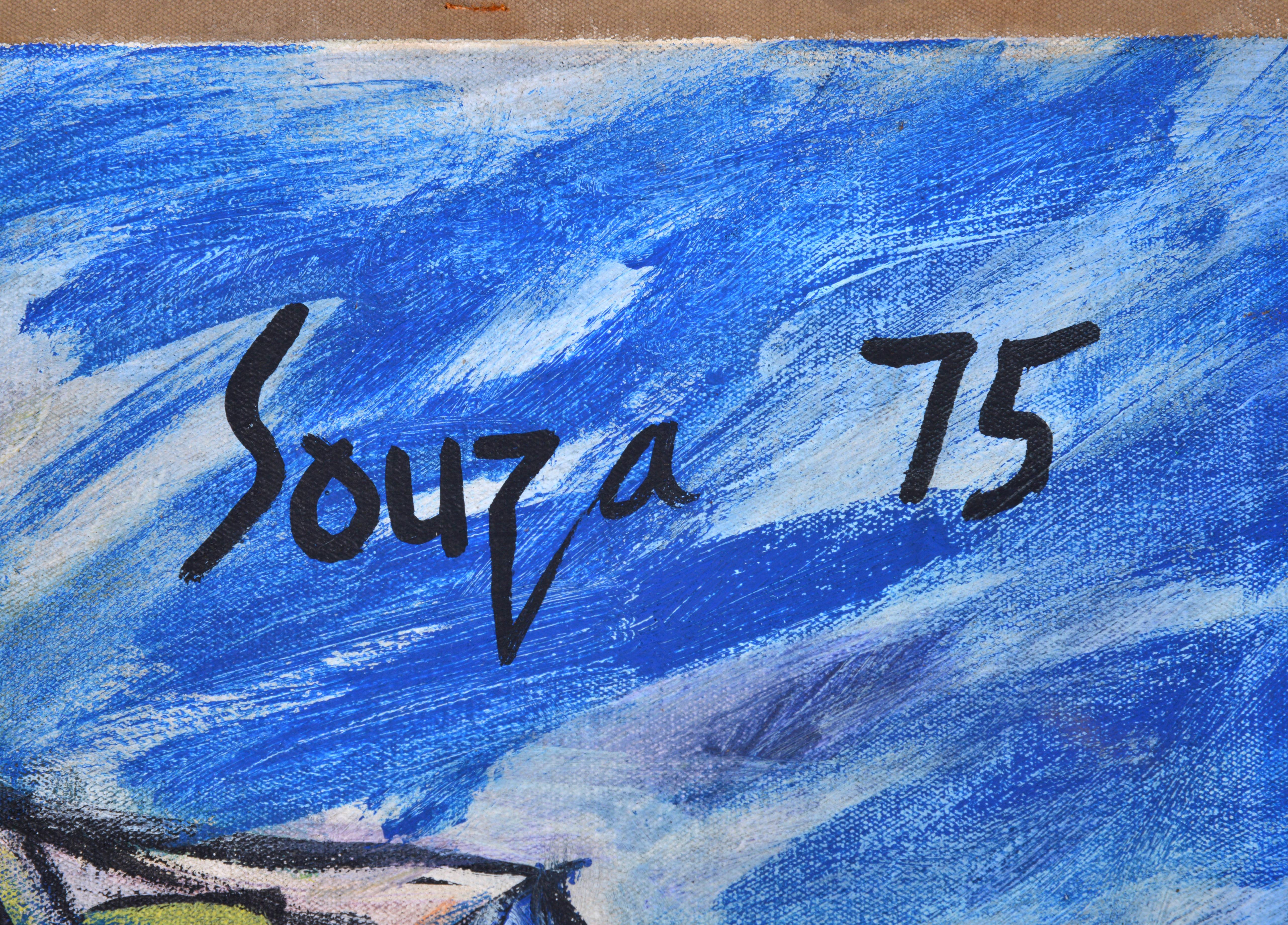 F.N. Souza Pintura Abstracta, Escena de ciudad, 49 