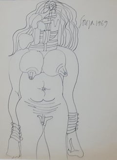 Nude, Pen on Paper by Indian Modern Artist "In Stock"