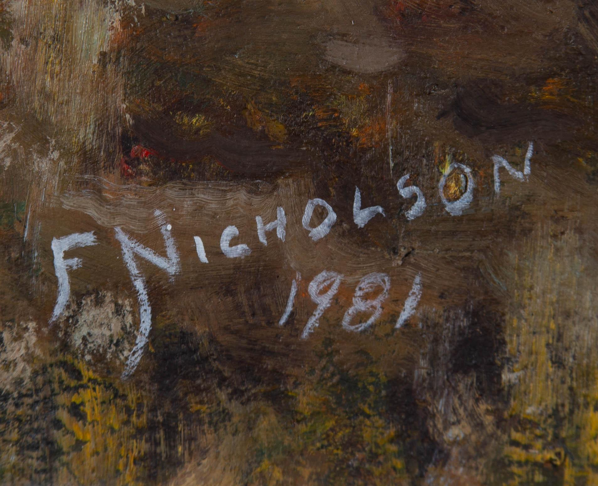F. Nicholson - Signed 1981 Oil, Massacre of Glencoe Monument For Sale 4