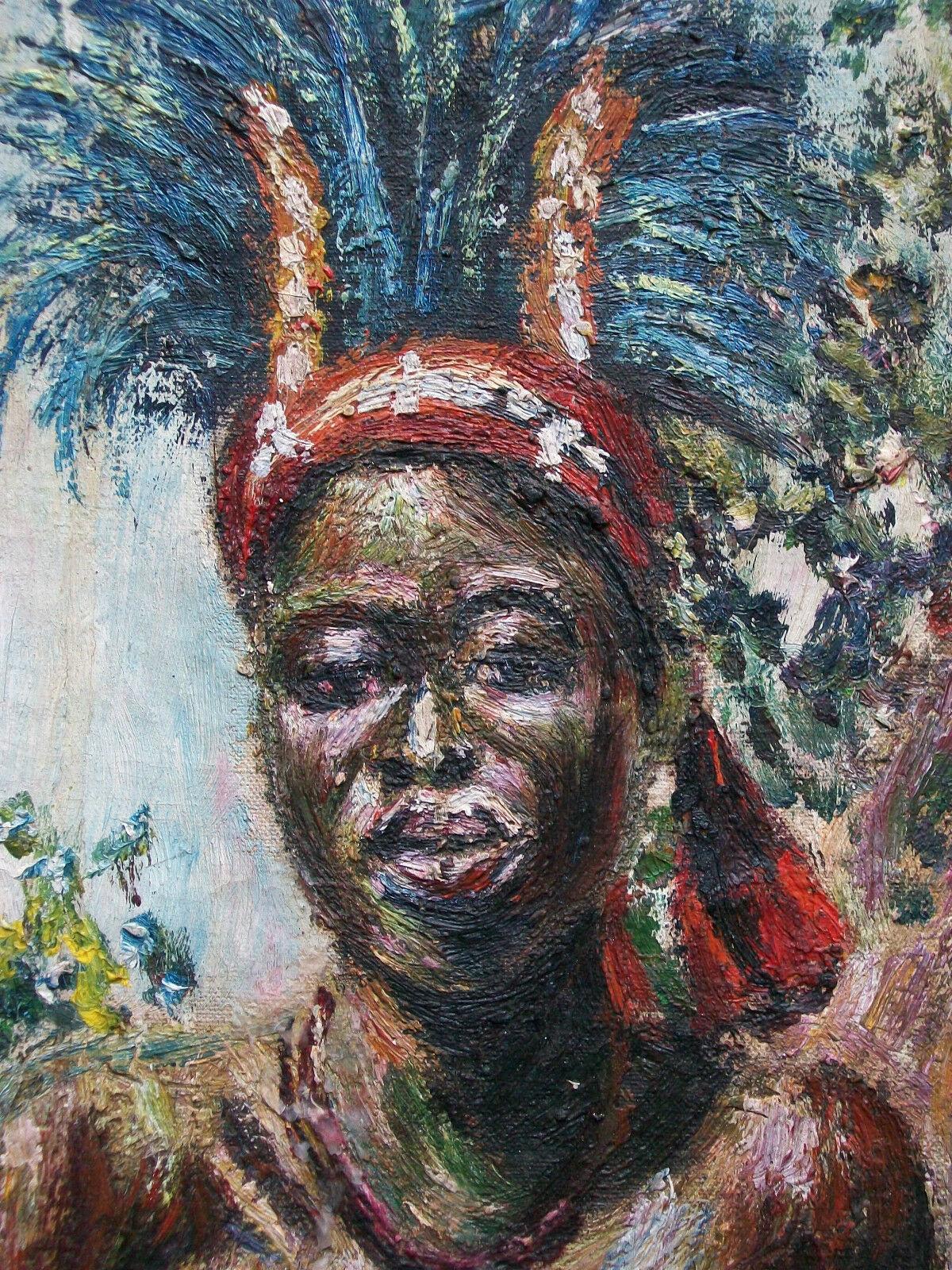 F. Njiraini, 'Anger I Go', Oil Painting on Canvas, Kenya, circa 1970's In Good Condition For Sale In Chatham, ON