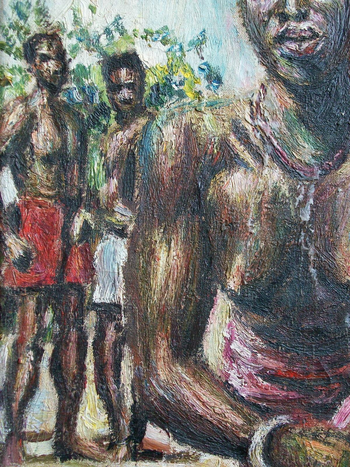F. Njiraini, 'Anger I Go', Oil Painting on Canvas, Kenya, circa 1970's For Sale 1