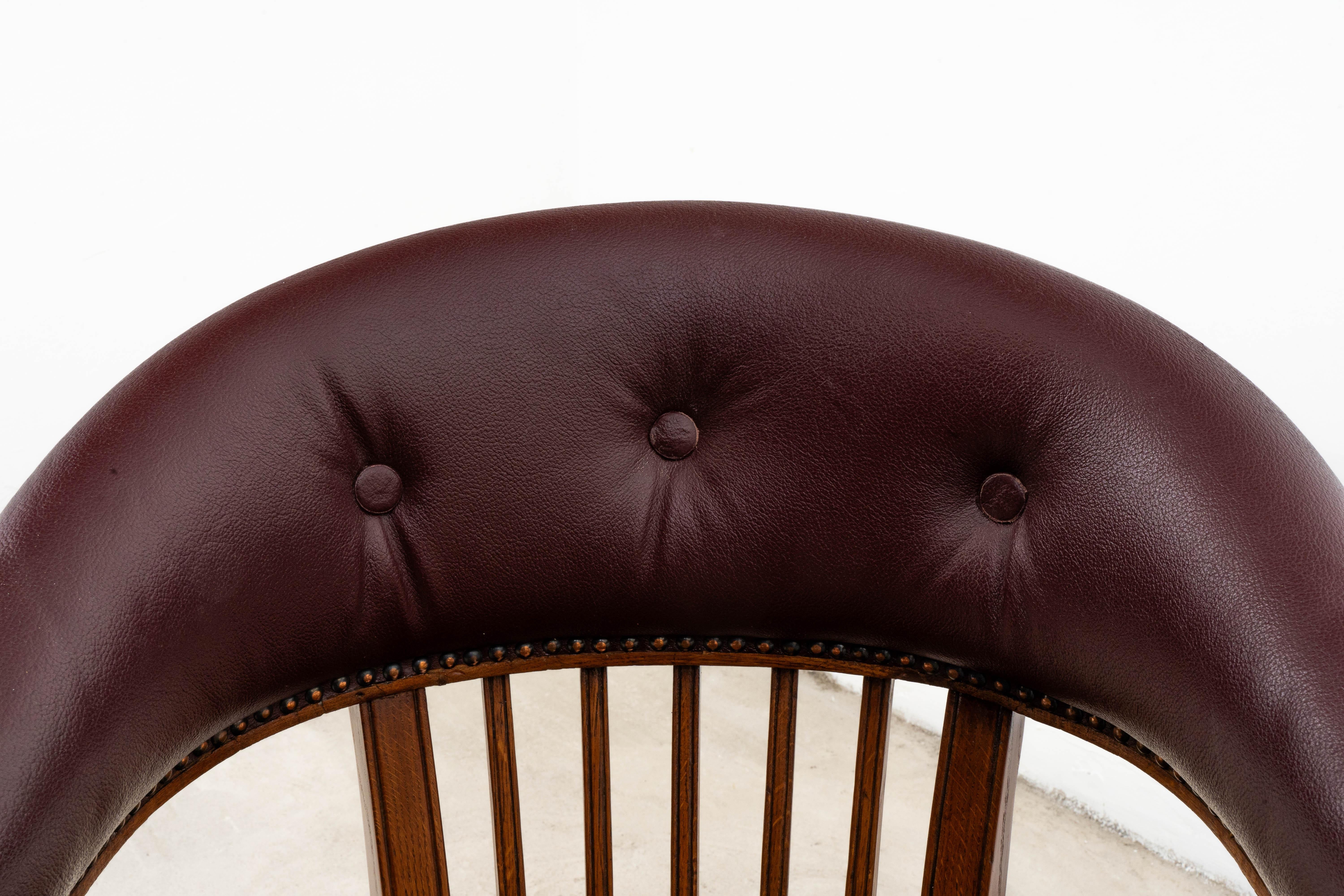 F. O. Schmidt - Adolf Loos - Armchair - Bureau Chair - Leather, Oak For Sale 8