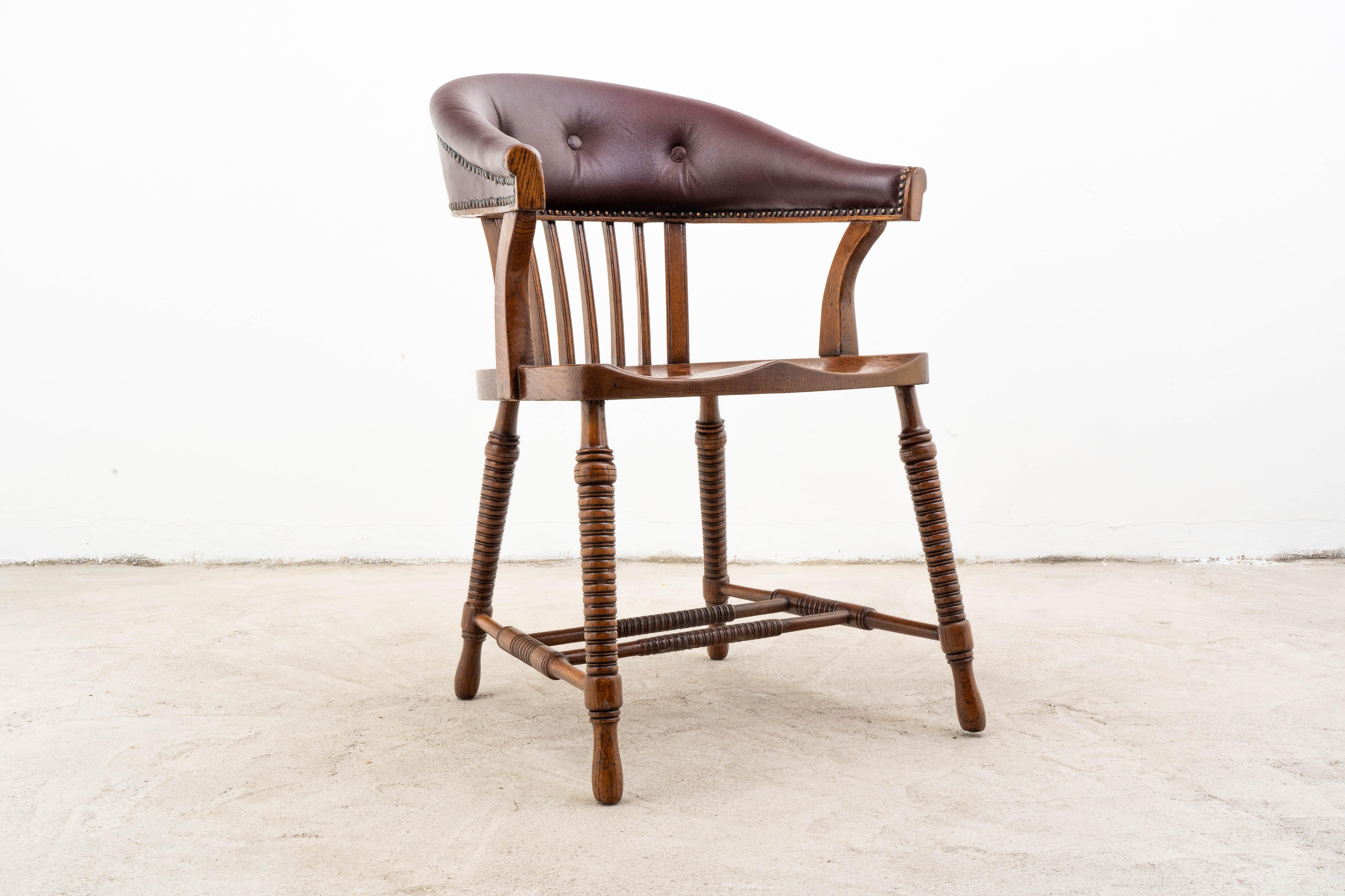 Austrian F. O. Schmidt - Adolf Loos - Armchair - Bureau Chair - Leather, Oak For Sale
