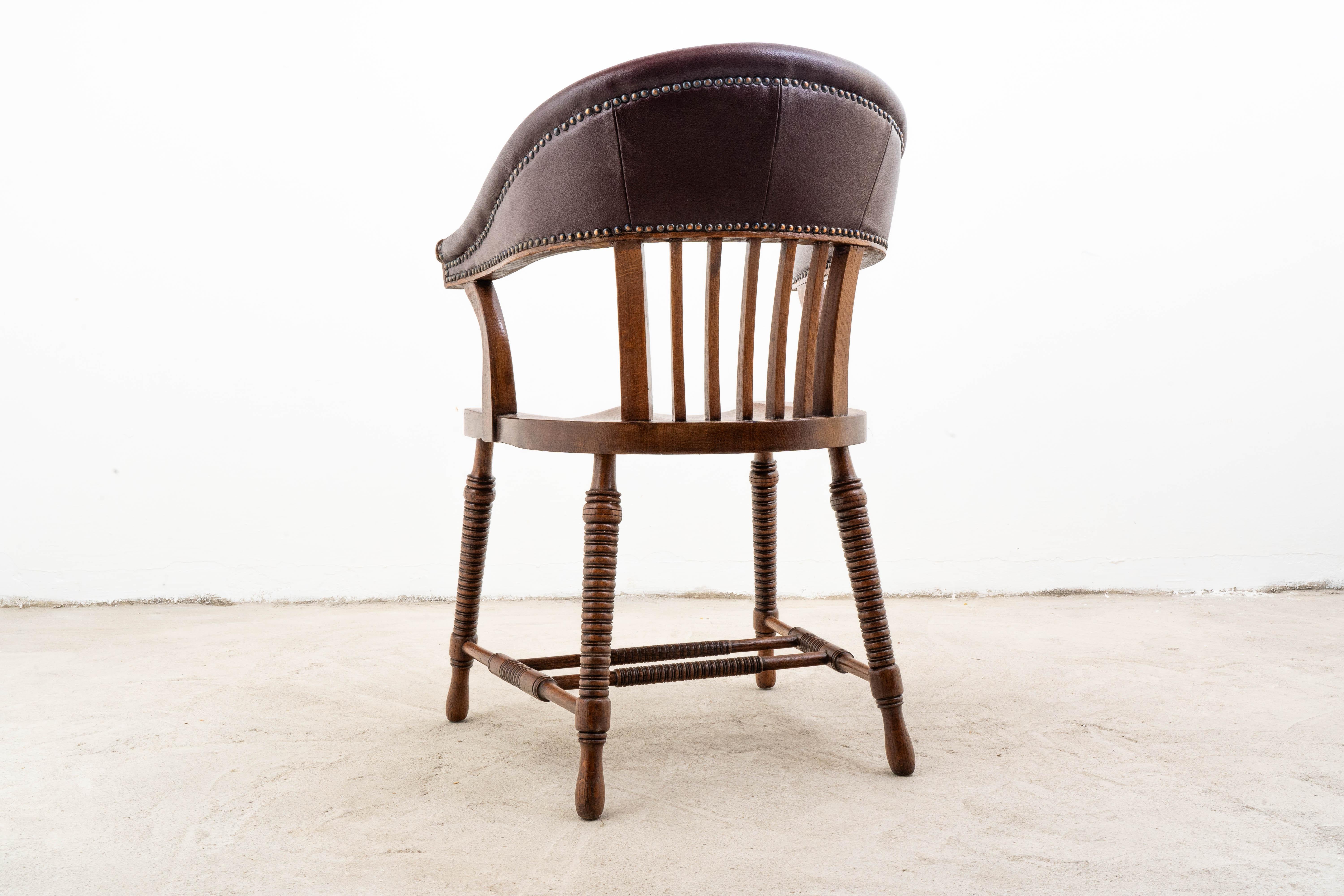 F. O. Schmidt - Adolf Loos - Armchair - Bureau Chair - Leather, Oak For Sale 1